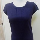 EUC -ANN TAYLOR Plum Purple Rayon/Nylon Blend Round Neck Cap Sleeve Top-Size MP