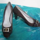 EUC - CALVIN KLEIN DK. BROWN SUEDE & PATENT LEATHER PUMPS/SHOES - SIZE 9 M