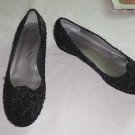 EUC - TAHARI *NATALIE* Black/Silver Tweed Over Leather Ballet Shoes - Size 7M