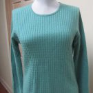 VGUC -CHARTER CLUB Aqua Green 100% Cashmere Crewneck Cableknit Sweater- Size S
