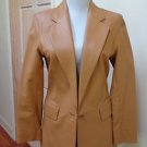 EUC - LORD & TAYLOR Camel Single Breasted Butter-Soft Leather Jacket - Size 4P
