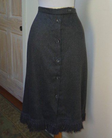 EUC - Stunning MIDORI Medium Gray A-Line Ultra Cashmere Skirt - Size 8