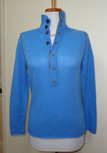 NWOT-B. CHYLL Heather Blue & Brown 100% Cashmere Mock Turtleneck Sweater-Size XS