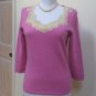 EUC - ANN TAYLOR Antique pink 100% Cashmere Scooped Lace Neck Sweater - Size S
