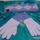 NWOT - EXPRESS LILAC 100% CASHMERE DOUBLE SIDED SCARF & GLOVES SET -49" X 4"