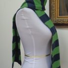 EUC - J. CREW DOUBLE SIDED NAVY/GREEN STRIPED 100% CASHMERE SCARF 57" x 7"