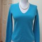 EUC - DKNY (DONNA KARAN N.Y.) Aqua Blue 100% Cashmere V-Neck Sweater - Size S