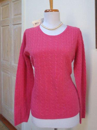 $129.00 - NWT -MADISON STUDIO Berry Pink 100% Cashmere Crewneck Sweater - Size M
