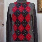 VGUC- APT. 9 Dark Heather Gray Argyle 100% Cashmere Turtleneck Sweater- Size M