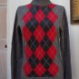 VGUC- APT. 9 Dark Heather Gray Argyle 100% Cashmere Turtleneck Sweater- Size M