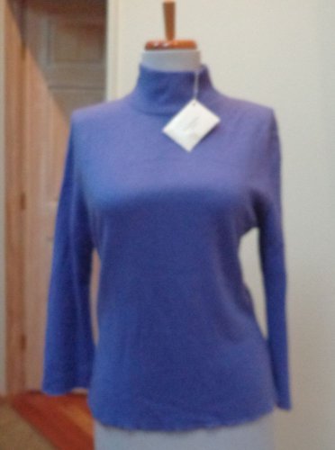 NWT-DENOCK DESIGNS Purple (Jacaranda) 100% Cashmere Beaded Edge Sweater - Size M