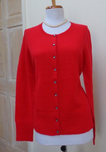 $125.00 -NWT - APT. 9 Red 100% Cashmere Button Front Cardigan/Sweater - Size L