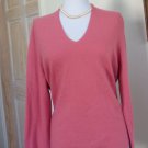 EUC - ANN TAYLOR Heather Salmon Pink 100% Cashmere V-Neck Sweater - Size XLP