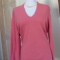 EUC - ANN TAYLOR Heather Salmon Pink 100% Cashmere V-Neck Sweater - Size XLP