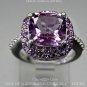 SIGNED SGP STERLING SILVER RHINESTONES AND GENUINE AMETHYST ACCENTS  PIERCED UNDER GALLERY RING