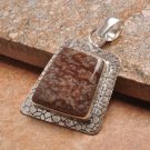 1 1/2" NATURAL SNOWFLAKE JASPER GEMS PENDANT 925 SILVER PLATED OVER SOLID COPPER