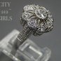XAVIER ABSOLUTE STERLING SILVER WHITE CUBIC ZIRCONIA FLOWER RING