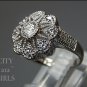 XAVIER ABSOLUTE STERLING SILVER WHITE CUBIC ZIRCONIA FLOWER RING