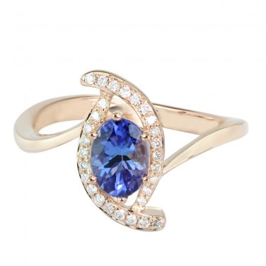 14K Exquisite Tanzanite Ring with diamonds