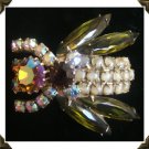 Stunning Unmarked Vintage BEE BROOCH / Pin~ Prong Set Citrine ABs Opalescent