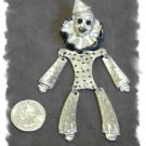 Articulated Dangly Silver Metal CLOWN Brooch
