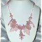 Necklace ~ Pink FLOWERS Plastic Beaded 1960s Boho