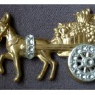 Vintage Pin / Brooch ~ DONKEY PULLING CART