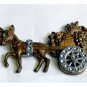 Vintage Pin / Brooch ~ DONKEY PULLING CART