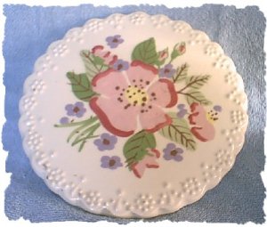 Cleminsons Hand Painted Trivet ~ Pansy c. 1940's