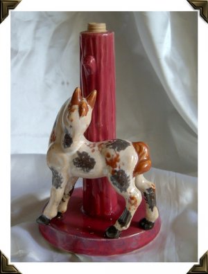 Childs Bedroom Lamp Base with Pony c. 1930s/1940s