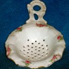Antique Victorian Porcelain Strainer - Pink Roses