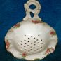 Antique Victorian Porcelain Strainer - Pink Roses
