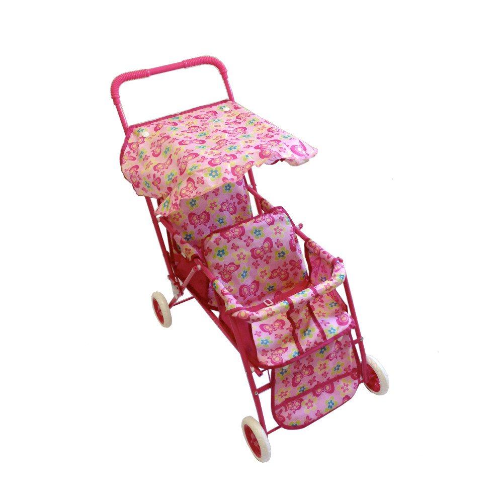 pink double doll stroller