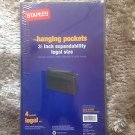 STAPLES (3.5) Expandable Hanging Folders (HANGING POCKETS) - Green - LEGAL (NEW)