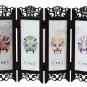 4 panels mini folding screen decor with folk art for home decor or gift to your friend.