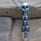 Retro thai silver Solid Skull Bullet pendant,