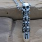 Retro thai silver Solid Skull Bullet pendant,