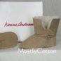 Hanna Andersson BABY Shearling Booties SLIPPERS size Large 17-24m NiB New In Box NATURAL KHAKI