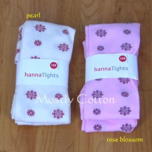 Hanna Andersson Girls PEARL Cream FESTIVE SNOWFLAKE TIGHTS size 120 6 7 8 NwT New