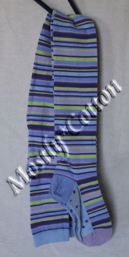 HANNA ANDERSSON Girls VINTAGE BLUE Multi STRIPS & STRIPES Cotton TIGHTS size 130-140 NwT New