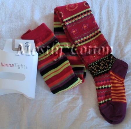 Hanna Andersson Girls INDIA RED SPIRAL Cotton TIGHTS size 130-140 NwT New in Packaging