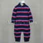 NwT POLO RALPH LAUREN boys NAVY STRIPED Long Sleeve KNIT ROMPER COVERALL 12m New With Tags