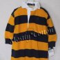 NwT POLO RALPH LAUREN boys YELLOW BLUE STRIPED Long Sleeve MESH KNIT RUGBY ROMPER COVERALL 9m New