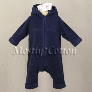NwT HANNA ANDERSSON Navy Blue HOODED FLEECE Snowsuit BUNTING Infant Baby NB  50 0-3m New