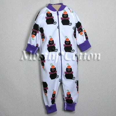 Hanna Andersson Organic Cotton BLACK CATS HALLOWEEN Zippers Prints Coverall Sleeper 80 10-24m