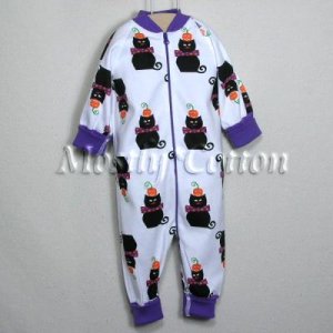 Hanna Andersson Organic Cotton BLACK CATS HALLOWEEN Zippers Prints Coverall Sleeper 70 5-12m