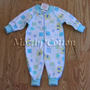 Hanna Andersson Organic Cotton ELEPHANT STOMP Zippers Prints Sleeper 60 2-6m