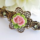Lovely hair clip with rose in bronze pink, girls hair clip