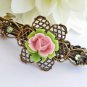Lovely hair clip with rose in bronze pink, girls hair clip