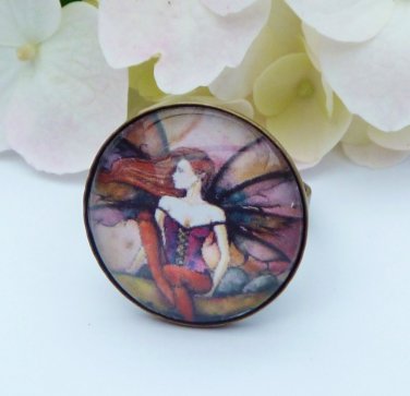 Fantasy ring in bronze with fairy